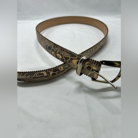 Accessories - Designer Brown and Gold Patterned Belt
